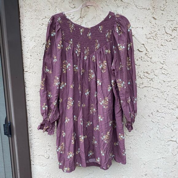 a new day Dresses & Skirts - A new day size small purple long sleeve pheasant babydoll dress floral target